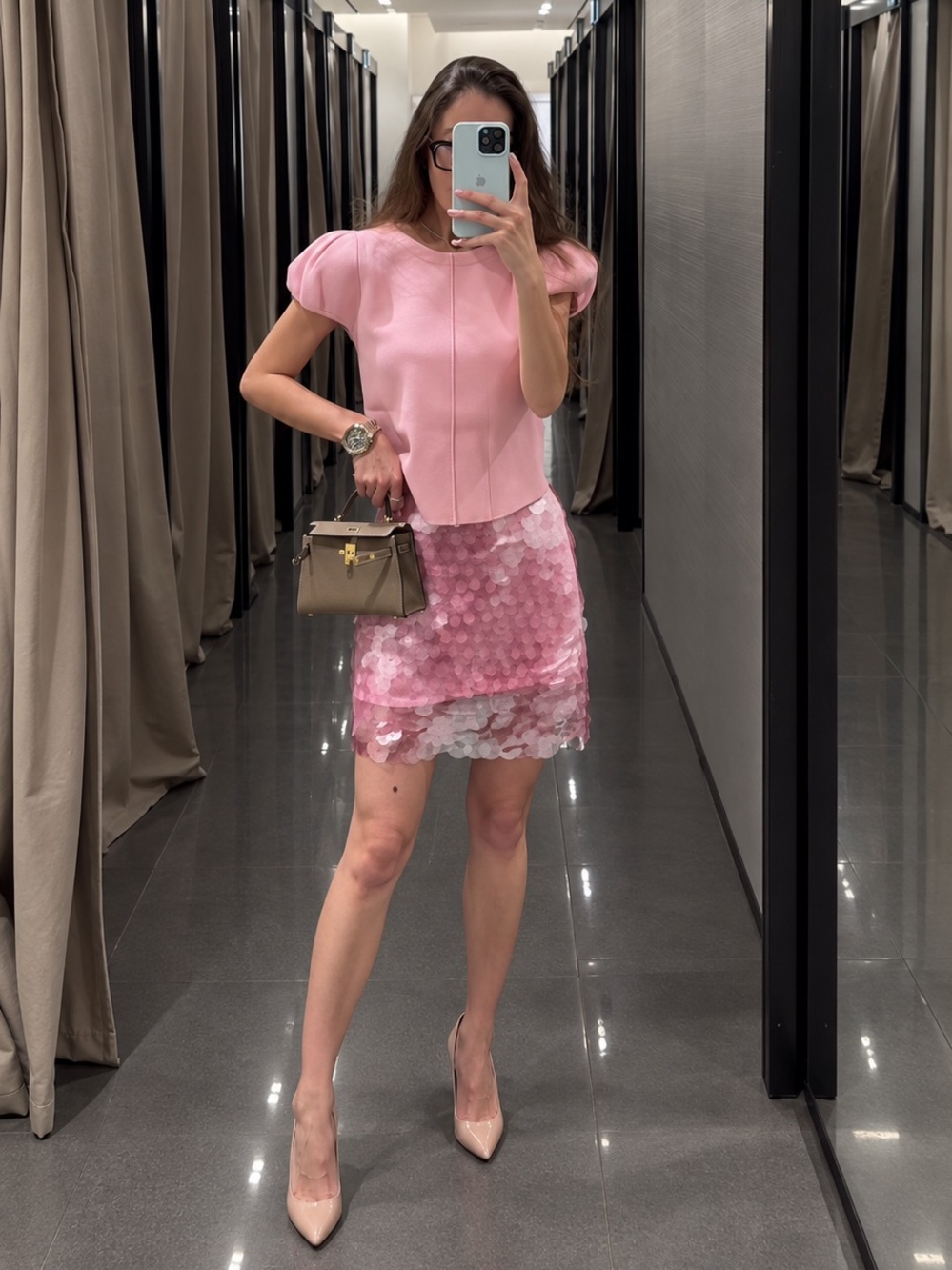 ZARA BNWT PUFF SHORT SLEEVE KNIT TOP. PINK 4192/009/620